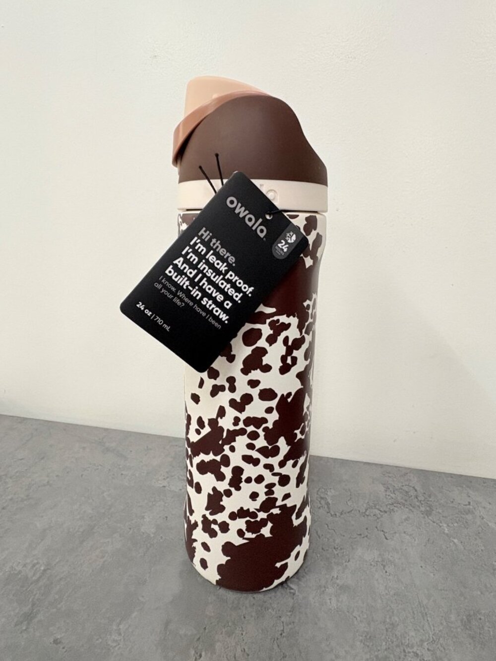 NEW Owala Cow Print Insulated Water Bottle - Picture 4 of 7